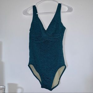 One piece women’s bathing suit aqua